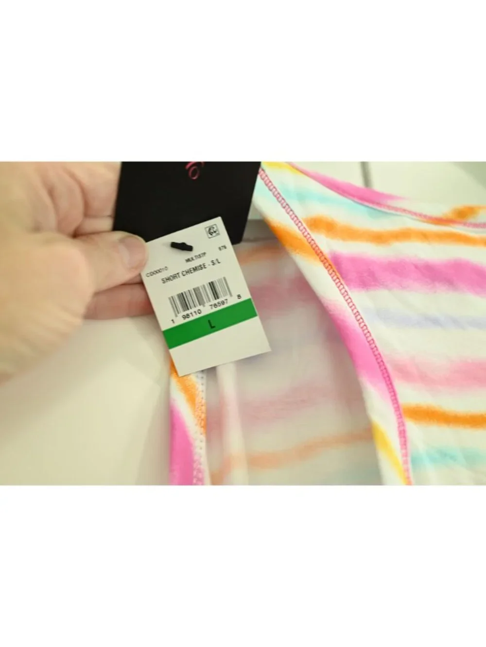 NWT Cuddl Duds Cotton Blend Sleeveless Short Sleep Chemise Sz L Ruffle Stripe